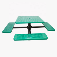 Table de pique-nique piédestal en acier commerciale publique extérieure avec banc restaurant école à l'extérieur table et chaise en métal robuste