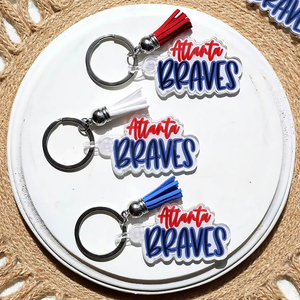 The New Hot Atlanta Braves Fan Estilo de dibujos animados Impresión Llaveros Béisbol Acrílico Llavero con aleación Metal Plástico Material - Product Image 5