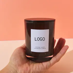 Contenedor de velas para decoración del hogar, frascos vacíos esmerilados de 220ml y 8oz con tapa de bambú/madera, venta al por mayor