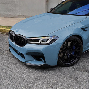 Amp-Z Front Bumper Lip Splitter For BMW 5 Series F90 M5 LCI 2021-2024 Piano Black Carbon Fiber Texture Matte Finish - Product Image 3