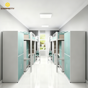 Muebles de dormitorio escolar, litera de acero y Metal para estudiantes, cama alta para niños y niñas <span class=keywords><strong>con</strong></span> mesa, silla, armario de almacenamiento para 4 personas - Product Image 1