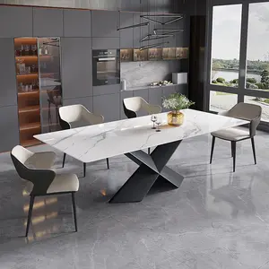 Luxury Extendable Dining Table Chairs Set Sintered Stone Top Dining Table In Dining Room Furniture Foshan Recycled Pine