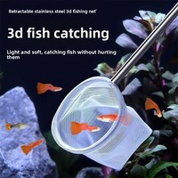 Épuisette de pêche, Épuisette d'aquarium, Petite épuisette de pêche 3D, Épuisette à mailles fines, Épuisette de sauvetage manuelle, Extensible