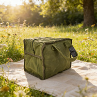 [Soldes] Sac fourre-tout carré en toile écologique et minimaliste pour l'extérieur, pliable et isotherme, pour le rangement du bois de chauffage et les pique-niques