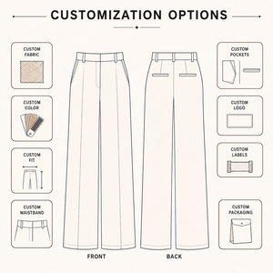 Pantaloni a Gamba Larga da <span class=keywords><strong>Donna</strong></span> a Vita Alta, Eleganti Pantaloni da Ufficio su Misura - Product Image 3