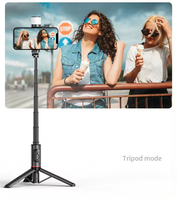 Nuevo Palo Selfie Telescópico Plegable 3 en 1 con Luz LED de Relleno, Rotación de 360° y Botón Inalámbrico para Fotografía y Transmisión en Vivo