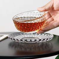 Bol à dessert en verre gaufré sans plomb avec soucoupe, résistant au lave-vaisselle, idéal pour les buffets d'hôtel et la présentation de fruits – Vente en gros