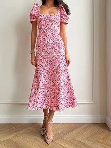 Abito elegante Flowy vendita calda S M L Casual abito a trapezio con stampa floreale nuovo abito estivo da donna - Product Image 3