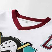 Jersey Hoki Film Mighty Ducks 90an Hip Hop Pria Dewasa untuk Pesta dengan Huruf dan Angka Jahit 100% Poliester Model Tarik