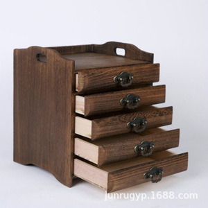 Tea Cake <b>Box</b> Wooden <b>Drawer</b> <b>Storage</b> Cabinet Multi Layer Tea Tray Rectangular Standing Type Shandong Origin - Product Image 1