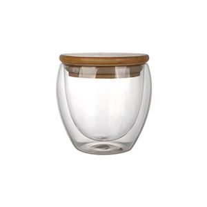 Vente en gros de tasses à café et à thé réutilisables en verre borosilicate de haute qualité à double paroi avec couvercle en bambou - Product Image 3