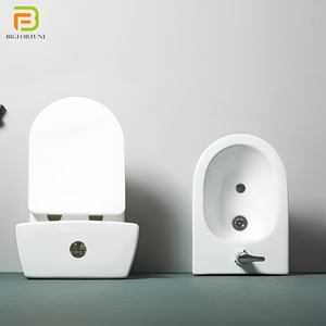 Inodoro de dos piezas con doble descarga para baño, juego de inodoro de cerámica montado en el suelo con bidé para hotel, de fábrica. - Product Image 2