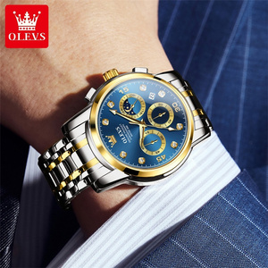 OLEVS 2889 Montre sport pour homme <span class=keywords><strong>de</strong></span> haute qualité, bracelet en acier, quartz, <span class=keywords><strong>calendrier</strong></span> lumineux, étanche, style décontracté et professionnel - Product Image 5