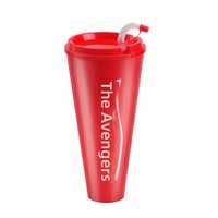 Seau à Popcorn en Plastique Monobloc de 1500 ml Grande Capacité avec Couvercle et Paille, Design Avengers, et Gobelet à Poulet Frit Personnalisé