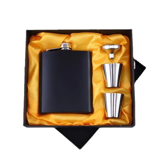 Yenilik hediye seti özel Logo paslanmaz çelik Mini vakum alkol cep şişesi