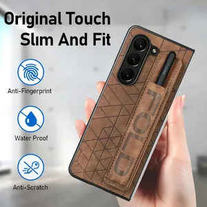 Support de bracelet anti-chute étui <span class=keywords><strong>en</strong></span> cuir TPU uni fente pour stylo S pour Samsung Galaxy Z pli 5 pli pli 4 5G téléphones mobiles 16 pouces - Product Image 5