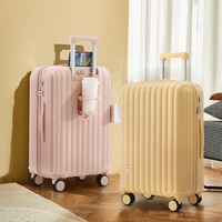 Valise multifonctionnelle 20 pouces pour étudiants, unisexe, haut de gamme, avec roulettes, légère, et serrure à combinaison intégrée.