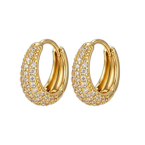 Boucles d'oreilles créoles plaquées or avec micro-incrustations de zircon, forme ovale, bijoux d'anniversaire - Product Image 4