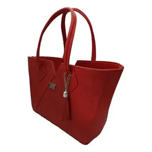 Bolso Tote para Mujer Fana Lorena, Cuero Vacuno Rojo, Cierre con Cremallera, Estilo Simple, Uso Diario - Product Image 4