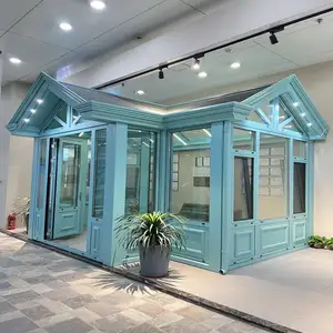 Prefab Rèm điện mở rộng Châu Âu tất cả các mùa Patio bao vây sunroom Kính sunrooms nhà