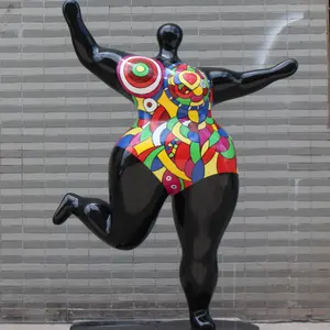 Escultura de mujer gorda de fibra de vidrio estatua de resina personalizada de fábrica a la venta