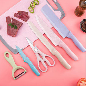 Thép Không Gỉ Dao Nhà Bếp 7 Mảnh Thiết Lập Sắc Nét Đầy Màu Sắc Lưỡi ABS + Tpr Xử Lý Dao Thịt Cá Trái Cây Cắt Khối Phụ Kiện - Product Image 6