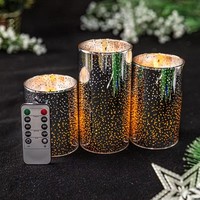 Bougie électronique LED de Noël avec télécommande, en verre artisanal transfrontalier, gravure électrolytique à la paraffine, motif creux