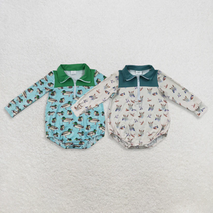 Combinaison bébé garçon automne, imprimé canard mallard, polo à <span class=keywords><strong>demi</strong></span>-zip, body bébé manches longues - Product Image 1