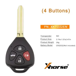 Xhorse XKTO22EN <span class=keywords><strong>Clé</strong></span> à distance <span class=keywords><strong>universelle</strong></span> 2ème génération <span class=keywords><strong>Clé</strong></span> à distance à 4 boutons pour Toyota Style Flat VVDI Mini / Key Tool Max - Product Image 3