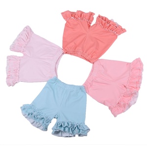 Shorts à volants pour bébé fille, personnalisables en usine, vente en gros, grandes tailles, couleur unie, écologiques - Product Image 1