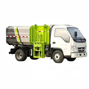 福田侧装垃圾车使用升降机收集垃圾3.5煤层气垃圾车