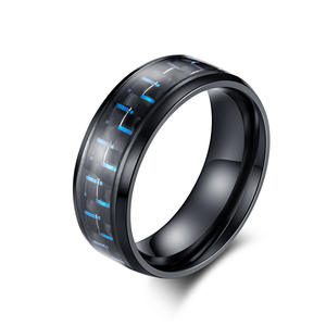 Titanium Steel Carbon Fiber <b>Ring</b> Red Green Blue Geometric Unisex Daily Wear Jewelry - Product Image 5