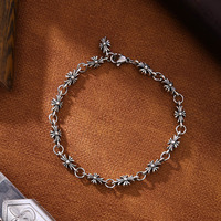 Ensemble de bracelets empilables en alliage style chrome vintage, bijoux gothiques croix hip-hop unisexe