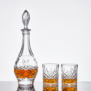 Old Fashioned <strong>Glass</strong> <strong>Crystal</strong> Lead Free Whisky Decanter <strong>Set</strong> of 5 PCS Home Decor Bar Christmas Gift - Product Image 1