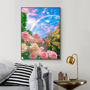 Kit Completo Pittura Diamante 5D Giardino di <span class=keywords><strong>Rose</strong></span> Arcobaleno Paesaggio con Diamanti AB a Copertura Totale, Mosaico Fai da Te con Cristalli per Decorazioni Casa - Product Image 2