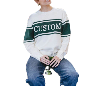 Suéter de Punto de Manga Larga con Cuello Redondo, 100% Algodón, Ropa Casual para Mujer, Top de Punto de Alta Calidad - Product Image 1