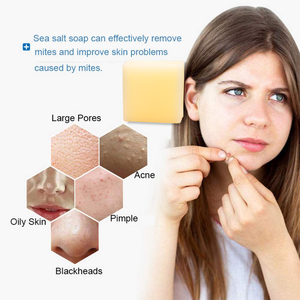 Atacado 100g de remoção de espinhas poros acne tratamento sal marinho sabonete hidratante leite de cabra glicerina sabonete sal marinho - Product Image 4