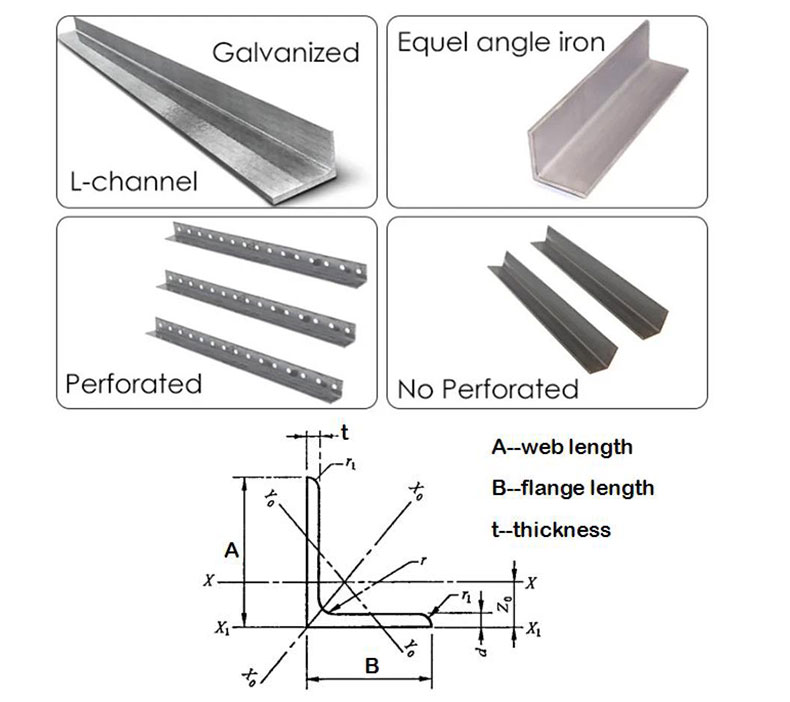 mild unequal hot dipped galvanized steel angle bar