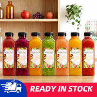 100 bouteilles de jus en plastique transparent de 16 oz, contenants carrés en PET pour boissons, bouteilles avec bouchons pour bar, café, à emporter