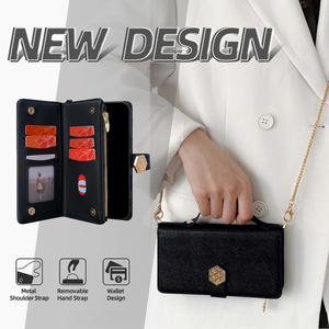 Étui de téléphone en cuir de luxe anti-chute avec porte-cartes magnétique et cordon pour Apple iPhone, Huawei, <span class=keywords><strong>Oppo</strong></span>, Vivo et Xiaomi - Product Image 5