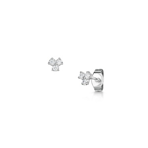 Boucles d'oreilles Miss ROX à trois diamants en or blanc 18 carats, bijoux en or luxueux personnalisables pour cadeau, mariage - Product Image 2