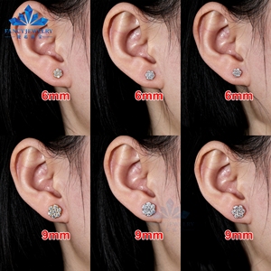 Collection de luxe, <span class=keywords><strong>boucles</strong></span> <span class=keywords><strong>d</strong></span>'<span class=keywords><strong>oreilles</strong></span> en moissanite VVS, <span class=keywords><strong>argent</strong></span> sterling <span class=keywords><strong>925</strong></span>, bijoux unisexes, grappe de fleurs, halo de diamants, avec GRA - Product Image 3