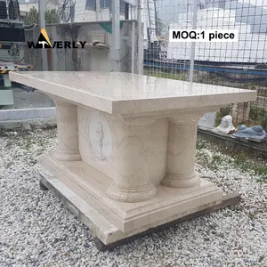 Custom Decoration Luxury Stone Church Products Granite Marble Altars With Colums Religious Marble Church Altar