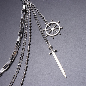 yueli Multi Layered <b>Ship</b> <b>Wheel</b> Sword Pendant Pants Chain Zinc Alloy Casual Hip Hop Style Waist Chain - Product Image 4