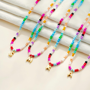 Collier pendentif en laiton vintage mignon en forme de cœur avec initiale et chaîne en bambou pour filles de 5 à 15 <span class=keywords><strong>ans</strong></span>, cadeau de fête - Product Image 2