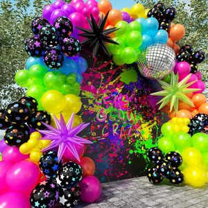 Kit de ballons étoiles fluorescents écologiques pour fêtes de Noël, arches/guirlandes néon en feuille d'aluminium pour anniversaires - Product Image 6