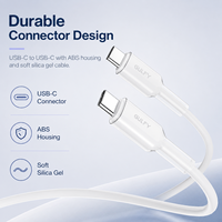 Stok Tersedia Kabel Pengisian Cepat USB-C ke USB-C 60W 2M Silikon Lembut, Kabel Sinkronisasi Data Tipe-C untuk Ponsel, Tablet, Power Bank