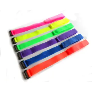 Assorted Colors Hook And Loop Nylon Strap With Plastic Buckle 25mm 1 Inch Wide