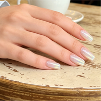 24 faux ongles courts carrés à presser, motif œil de chat, en ABS, pré-dessinés