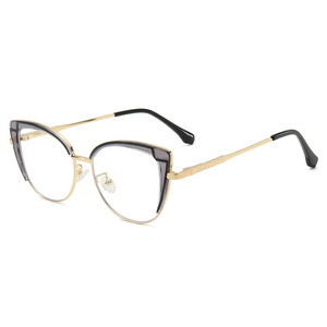 Monture de lunettes photochromiques anti-lumière bleue pour femme adulte, motif géométrique œil de chat, monture intégrale en résine avec charnières à ressort - Product Image 4